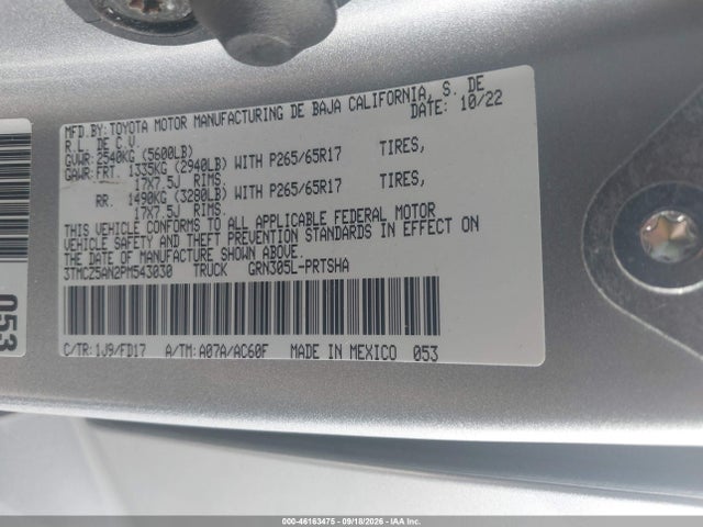 2023 Toyota Tacoma Trd Sport მანქანა იყიდება აუქციონზე, vin: 3TMCZ5AN2PM543030, აუქციონის ნომერი: 46163475