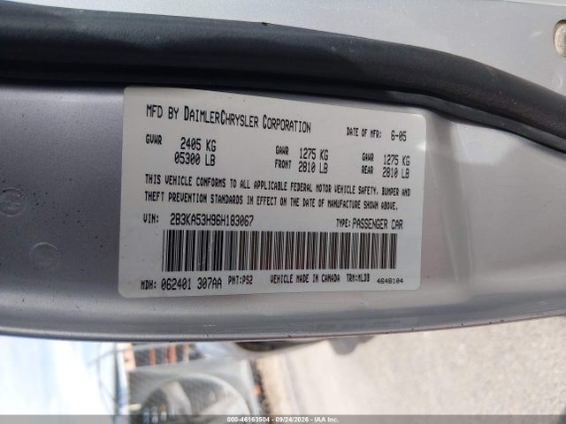 Продажа на аукционе авто 2006 Dodge Charger Rt, vin: 2B3KA53H96H183067, номер лота: 46163504