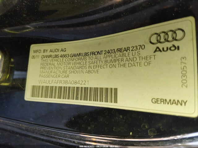 Aukcja sprzedaży 2011 Audi A5 2.0t Premium, vin: WAULFAFR3BA084221, numer aukcji: 46163523