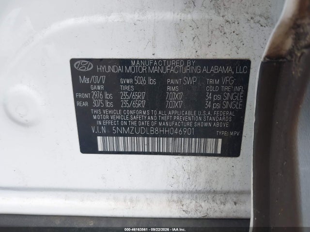 Продажа на аукционе авто 2017 Hyundai Santa Fe Sport 2.4l, vin: 5NMZUDLB8HH046901, номер лота: 46163561