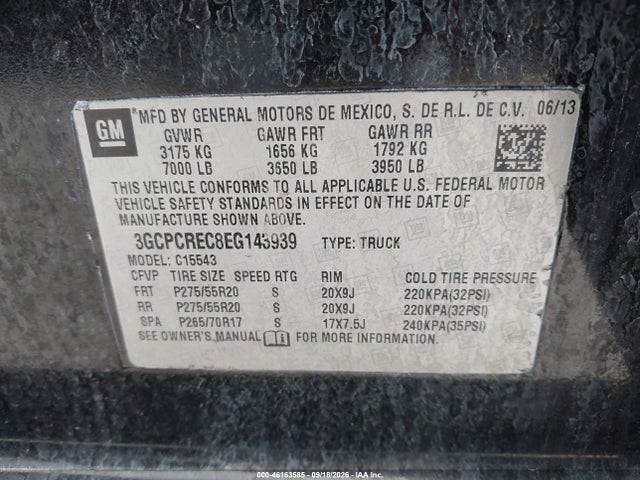 3GCPCREC8EG143939 Chevrolet Silverado 1500 1lt