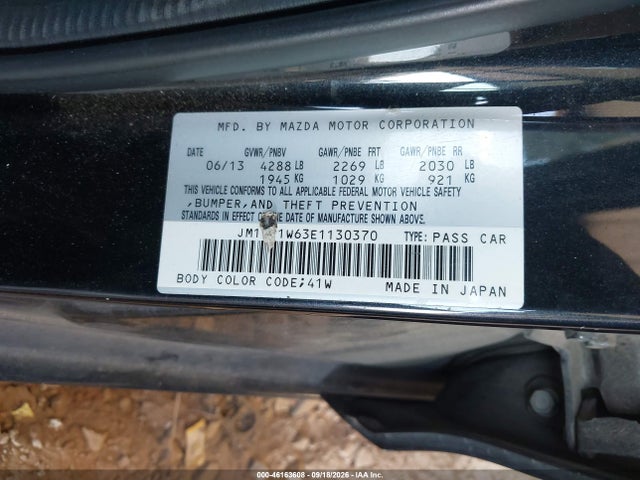 46163608 :رقم المزاد ، JM1GJ1W63E1130370 vin ، 2014 Mazda Mazda6 I Grand Touring مزاد بيع
