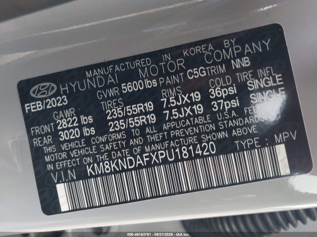46163761 :رقم المزاد ، KM8KNDAFXPU181420 vin ، 2023 Hyundai Ioniq 5 Sel مزاد بيع
