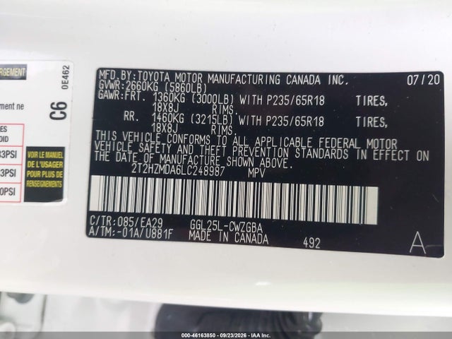 2020 Lexus Rx 350 მანქანა იყიდება აუქციონზე, vin: 2T2HZMDA6LC248987, აუქციონის ნომერი: 46163850