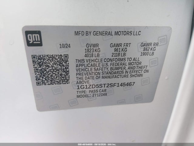 1G1ZD5ST2SF145467 Chevrolet Malibu Fwd 1lt