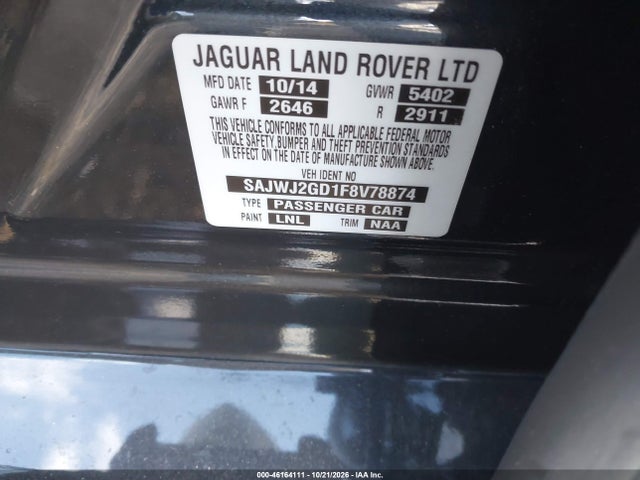 Продаж на аукціоні авто 2015 Jaguar Xj Xjl Portfolio, vin: SAJWJ2GD1F8V78874, номер лоту: 46164111