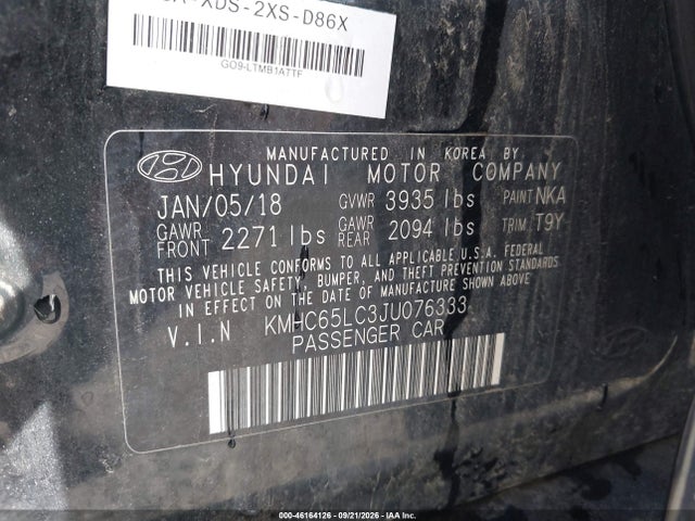 Продажа на аукционе авто 2018 Hyundai Ioniq Hybrid Blue, vin: KMHC65LC3JU076333, номер лота: 46164126