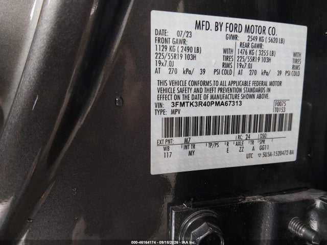 46164174 :رقم المزاد ، 3FMTK3R40PMA67313 vin ، 2023 Ford Mustang Mach-e Premium مزاد بيع