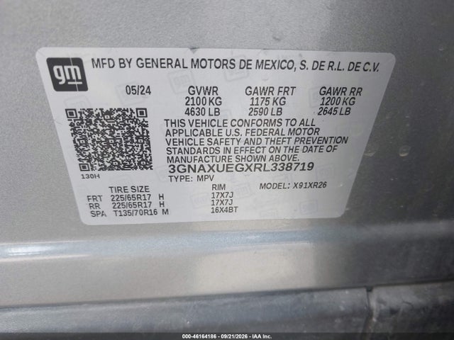 Продаж на аукціоні авто 2024 Chevrolet Equinox Awd Lt, vin: 3GNAXUEGXRL338719, номер лоту: 46164186
