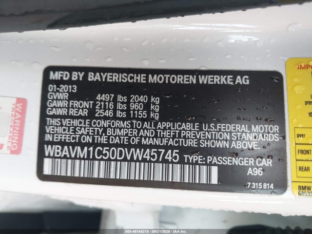 Продаж на аукціоні авто 2013 Bmw X1 Sdrive28i, vin: WBAVM1C50DVW45745, номер лоту: 46164218