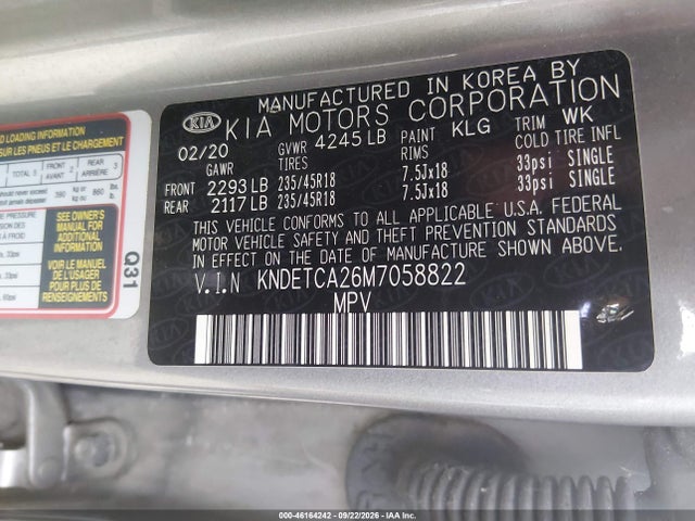 2021 Kia Seltos Sx Turbo მანქანა იყიდება აუქციონზე, vin: KNDETCA26M7058822, აუქციონის ნომერი: 46164242