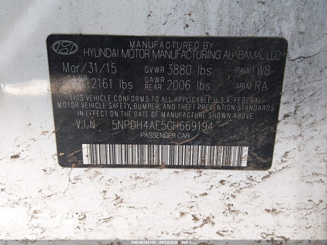 Hyundai Elantra Limited 2016 5NPDH4AE5GH669194 Image 9