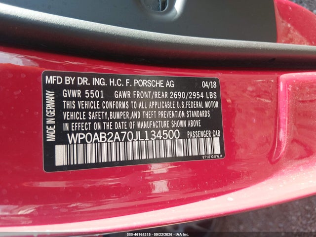 WP0AB2A70JL134500 Porsche Panamera 4s