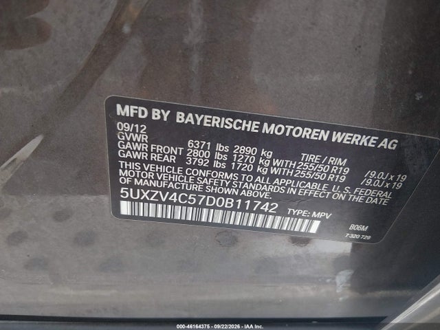 2013 Bmw X5 Xdrive35i/xdrive35i Premium/xdrive35i Sport Activity მანქანა იყიდება აუქციონზე, vin: 5UXZV4C57D0B11742, აუქციონის ნომერი: 46164375