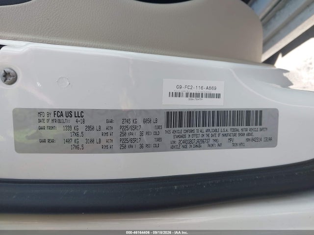Aukcja sprzedaży 2018 Dodge Grand Caravan Se, vin: 2C4RDGBG7JR296737, numer aukcji: 46164406