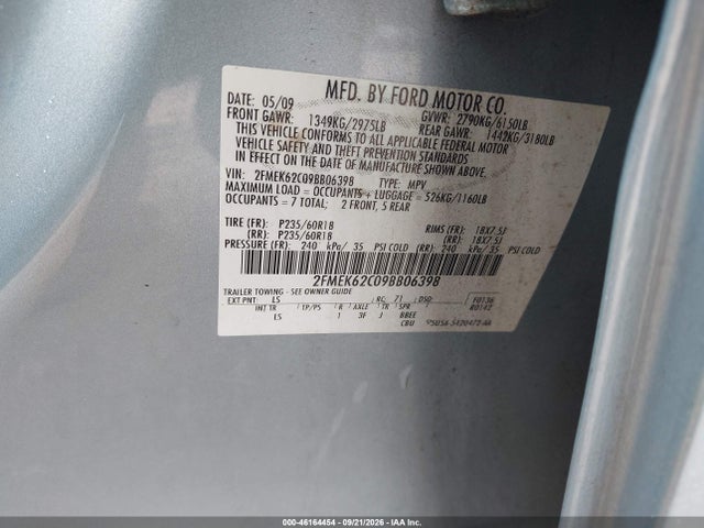 Aukcja sprzedaży 2009 Ford Flex Sel, vin: 2FMEK62C09BB06398, numer aukcji: 46164454