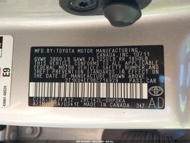 Aukcja sprzedaży 2011 Toyota Matrix, vin: 2T1KU4EE9BC716929, numer aukcji: 46164491