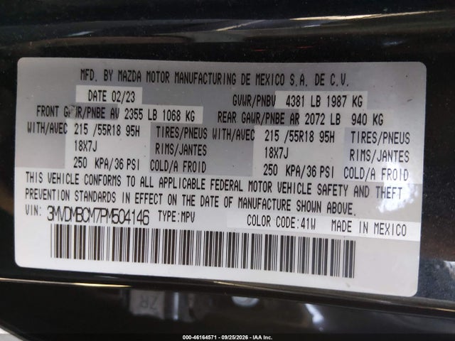 Продаж на аукціоні авто 2023 Mazda Cx-30 2.5 S Preferred, vin: 3MVDMBCM7PM504146, номер лоту: 46164571