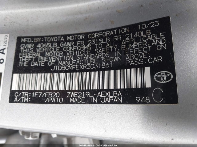 Toyota Corolla Hybrid Le 2024 JTDBCMFEXR3031861 Image 9