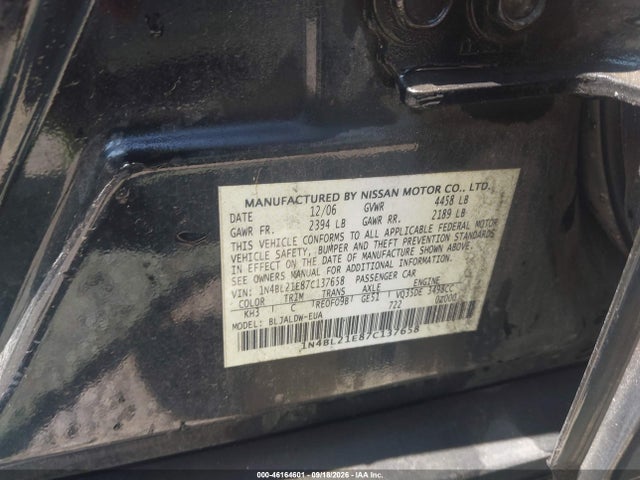 Aukcja sprzedaży 2007 Nissan Altima 3.5 Se, vin: 1N4BL21E87C137658, numer aukcji: 46164601