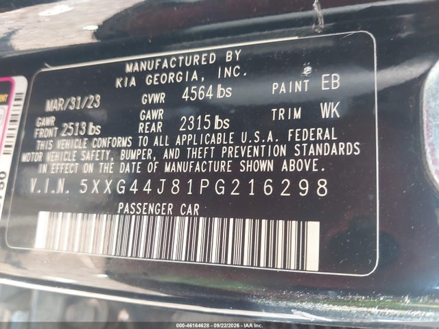 Aukcja sprzedaży 2023 Kia K5 Gt, vin: 5XXG44J81PG216298, numer aukcji: 46164628