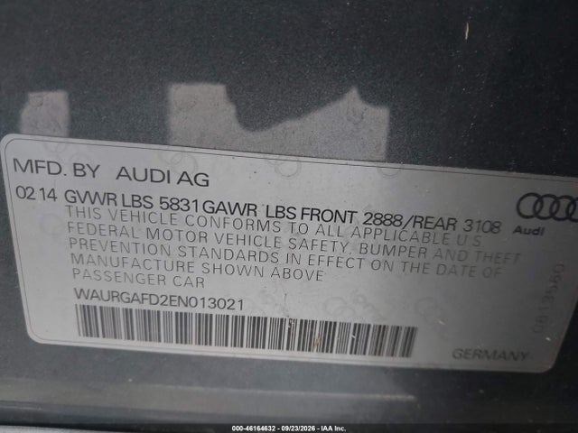 Продаж на аукціоні авто 2014 Audi A8 L 3.0t, vin: WAURGAFD2EN013021, номер лоту: 46164632