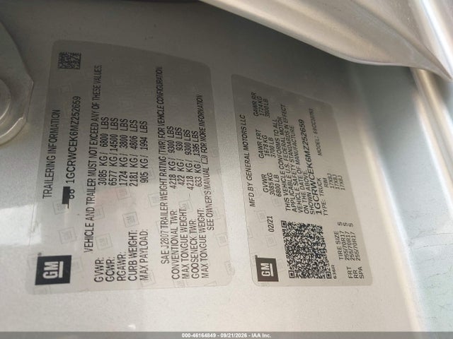 Продажа на аукционе авто 2021 Chevrolet Silverado 1500 2wd  Standard Bed Lt, vin: 1GCRWCEK6MZ252659, номер лота: 46164849