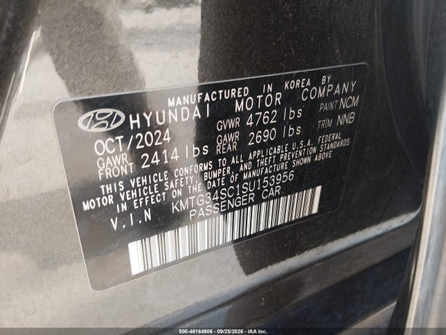 Aukcja sprzedaży 2025 Genesis G70 2.5t Rwd, vin: KMTG34SC1SU153956, numer aukcji: 46164906