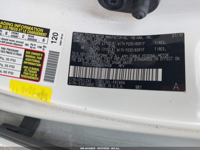Продаж на аукціоні авто 2017 Toyota Sienna Xle 8 Passenger, vin: 5TDYZ3DC2HS824458, номер лоту: 46164920