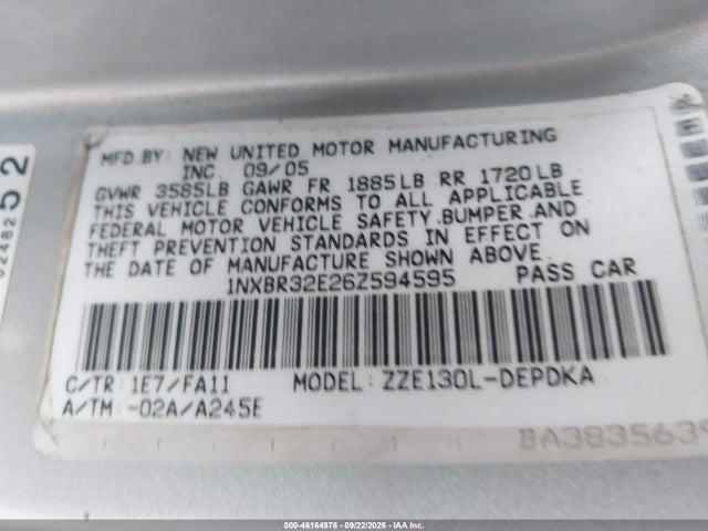 46164978 :رقم المزاد ، 1NXBR32E26Z594595 vin ، 2006 Toyota Corolla Ce مزاد بيع