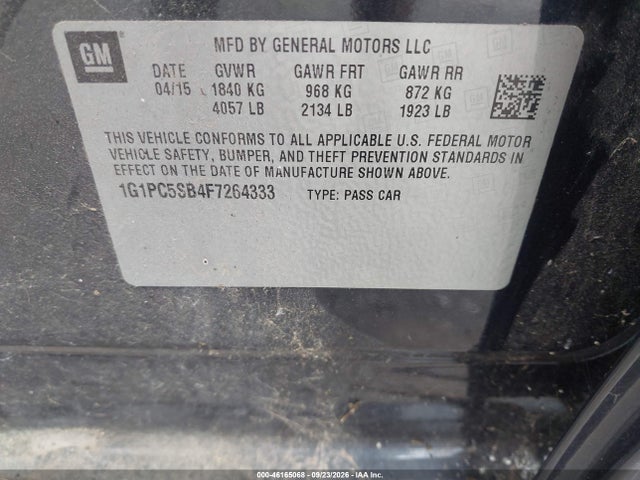 Продаж на аукціоні авто 2015 Chevrolet Cruze 1lt Auto, vin: 1G1PC5SB4F7264333, номер лоту: 46165068