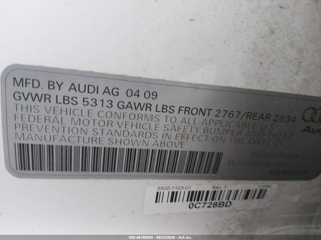 Продажа на аукционе авто 2009 Audi A6 3.0 Premium, vin: WAUSG74F79N053724, номер лота: 46165095