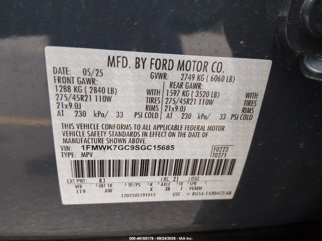 Продажа на аукционе авто 2025 Ford Explorer St, vin: 1FMWK7GC9SGC15685, номер лота: 46165179