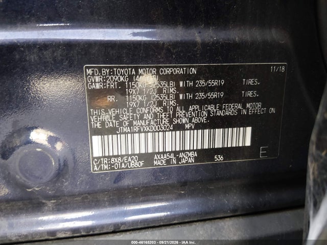 Продаж на аукціоні авто 2019 Toyota Rav4 Xle Premium, vin: JTMA1RFVXKD003024, номер лоту: 46165203