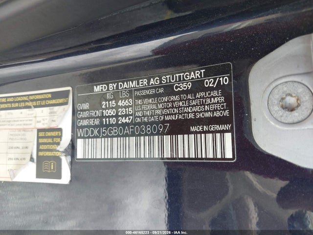 Auction sale of the 2010 Mercedes-benz E 350, vin: WDDKJ5GB0AF038097, lot number: 46165223
