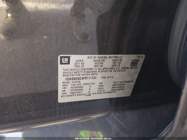 1GNSKCKC4FR111724 Chevrolet Tahoe Ltz
