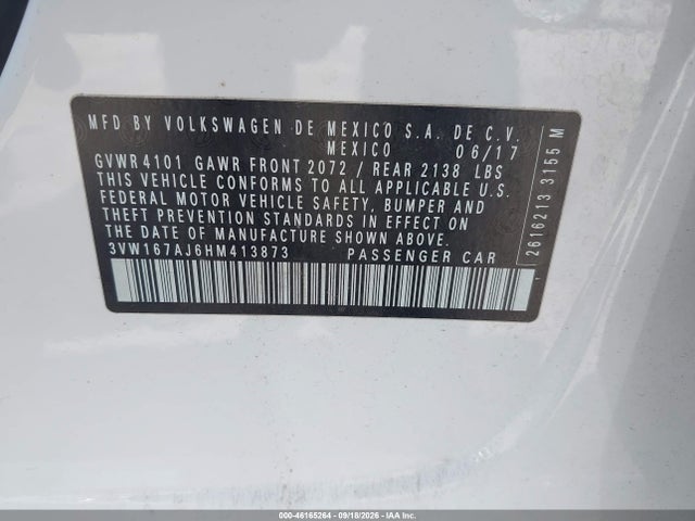 Продажа на аукционе авто 2017 Volkswagen Jetta 1.4t S, vin: 3VW167AJ6HM413873, номер лота: 46165264