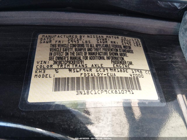 Продаж на аукціоні авто 2012 Nissan Versa 1.8 S, vin: 3N1BC1CP9CK810791, номер лоту: 46165305