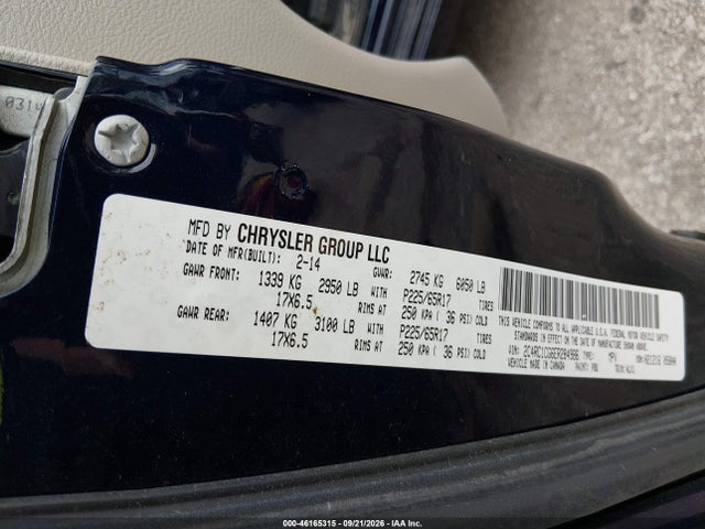 Aukcja sprzedaży 2014 Chrysler Town & Country Touring-l, vin: 2C4RC1CG6ER284986, numer aukcji: 46165315