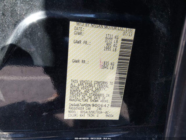 Продаж на аукціоні авто 2013 Nissan Sentra Sv, vin: 1N4AB7AP0DN900642, номер лоту: 46165339