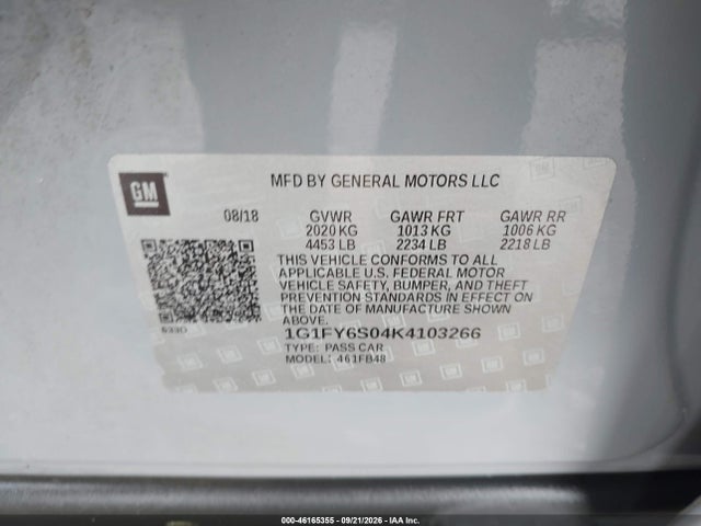 Aukcja sprzedaży 2019 Chevrolet Bolt Ev Lt, vin: 1G1FY6S04K4103266, numer aukcji: 46165355