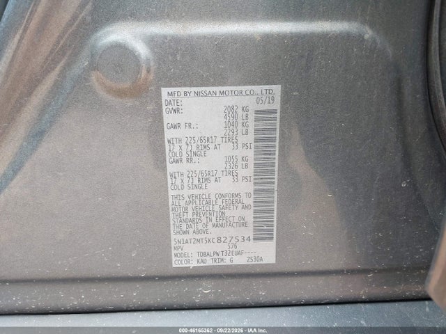 Aukcja sprzedaży 2019 Nissan Rogue S, vin: 5N1AT2MT5KC827534, numer aukcji: 46165362