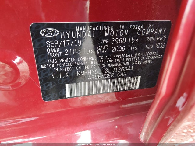 Aukcja sprzedaży 2020 Hyundai Elantra Gt, vin: KMHH35LE3LU126344, numer aukcji: 46165367