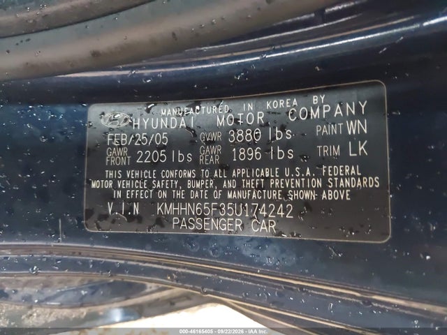 Aukcja sprzedaży 2005 Hyundai Tiburon Gt/se, vin: KMHHN65F35U174242, numer aukcji: 46165405