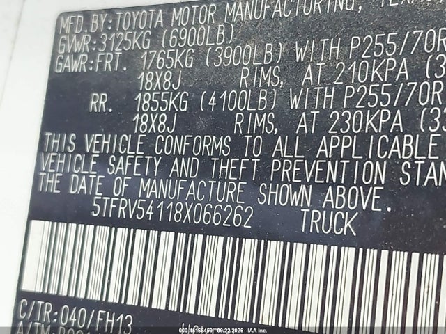 Aukcja sprzedaży 2008 Toyota Tundra Sr5 5.7l V8, vin: 5TFRV54118X066262, numer aukcji: 46165459