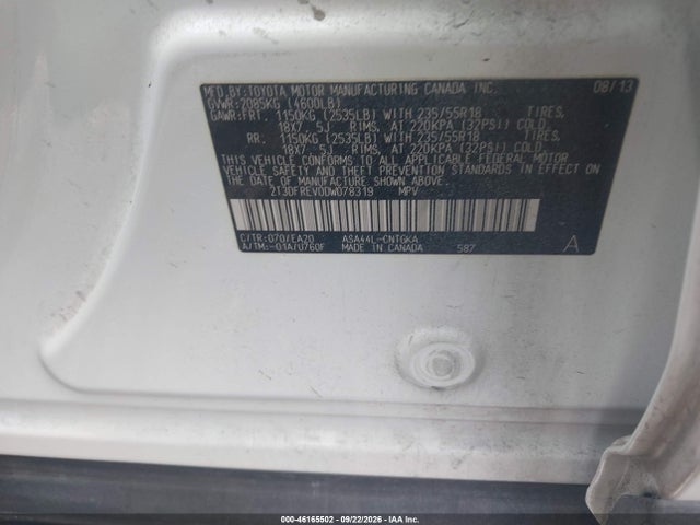 Продажа на аукционе авто 2013 Toyota Rav4 Limited, vin: 2T3DFREV0DW078319, номер лота: 46165502