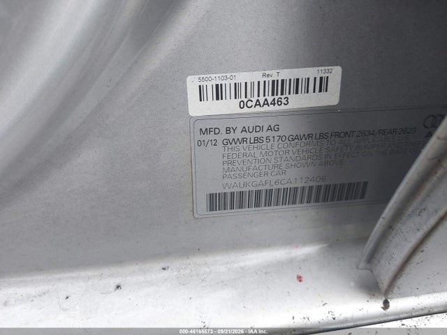 2012 Audi S4 3.0 Premium Plus მანქანა იყიდება აუქციონზე, vin: WAUKGAFL6CA112406, აუქციონის ნომერი: 46165573