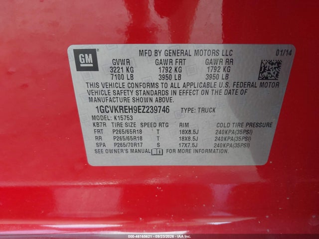 Aukcja sprzedaży 2014 Chevrolet Silverado 1500 1lt, vin: 1GCVKREH9EZ239746, numer aukcji: 46165621