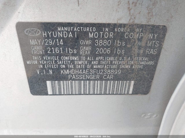Продажа на аукционе авто 2015 Hyundai Elantra Se, vin: KMHDH4AE3FU238899, номер лота: 46165625