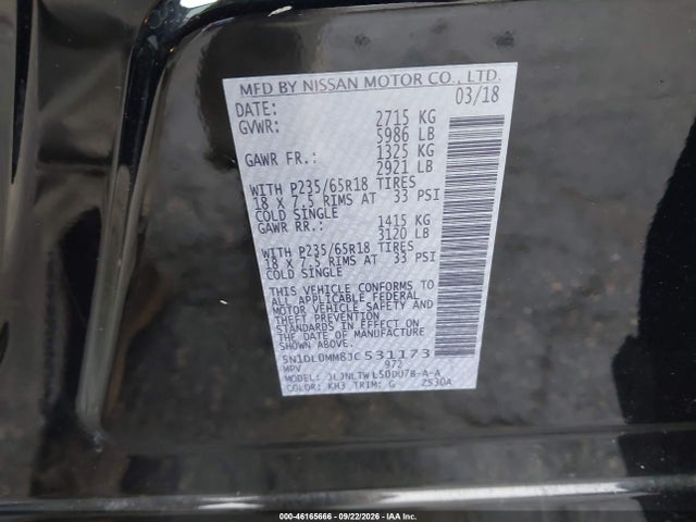 Продаж на аукціоні авто 2018 Infiniti Qx60, vin: 5N1DL0MM8JC531173, номер лоту: 46165666